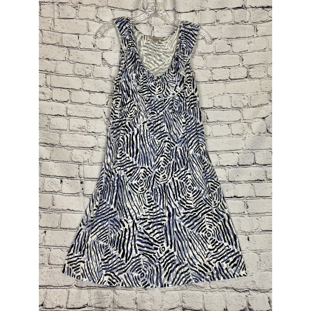 Loft Blue Black White‎ Zebra Print Empire Waist Sleeveless Sundress S